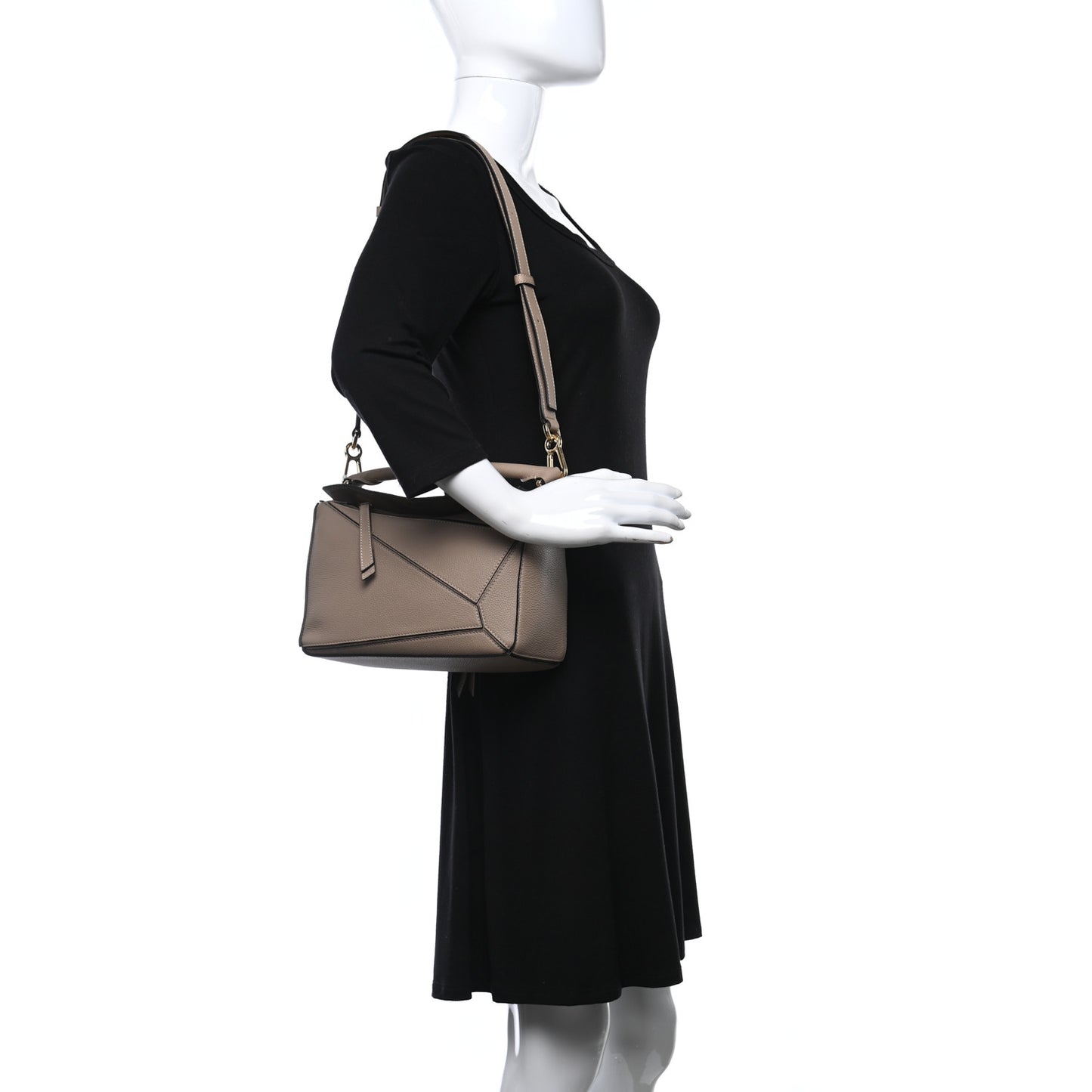 Grained Calfskin Small Puzzle Bag Sand