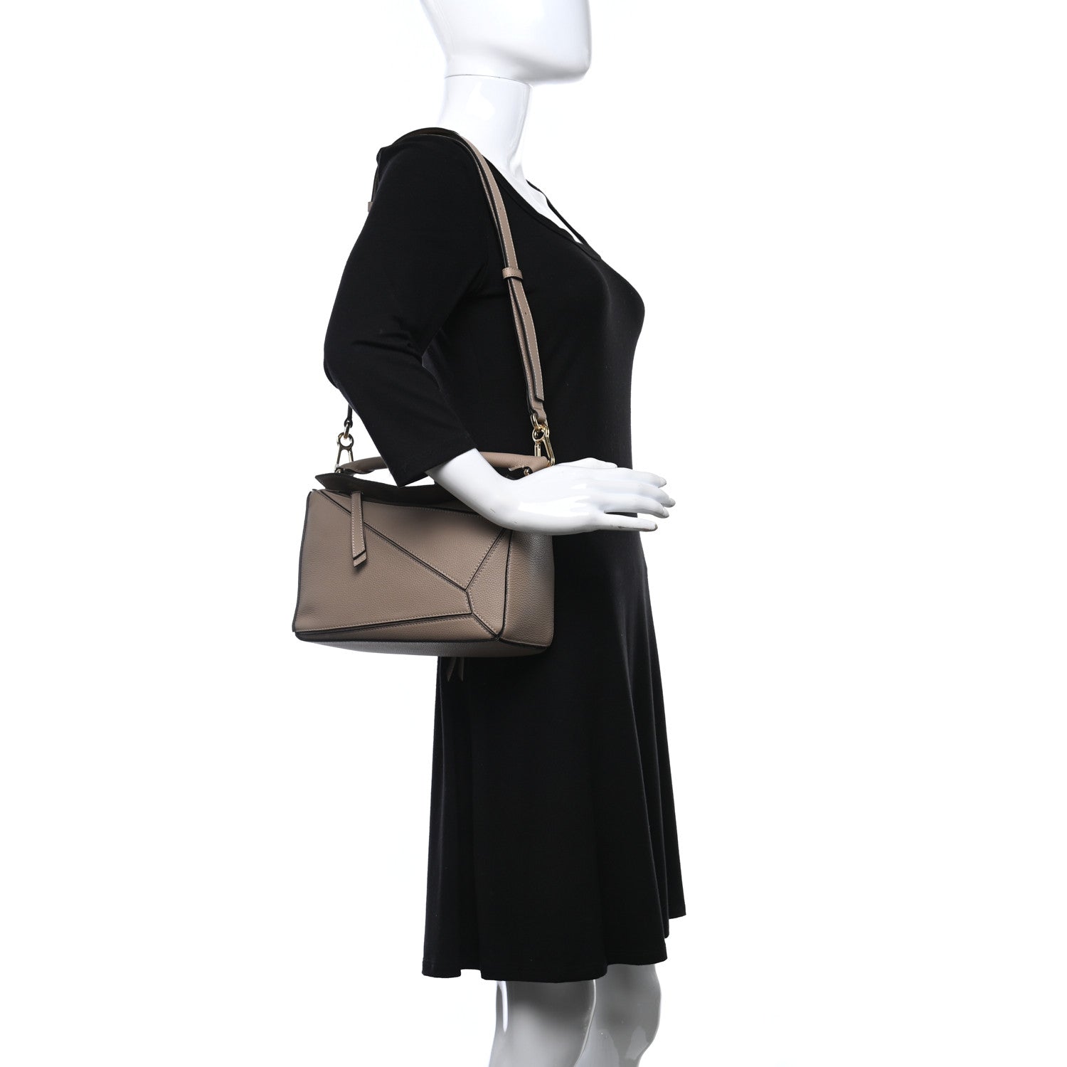 Loewe Grained Calfskin Small Puzzle Bag Sand 2 of 12