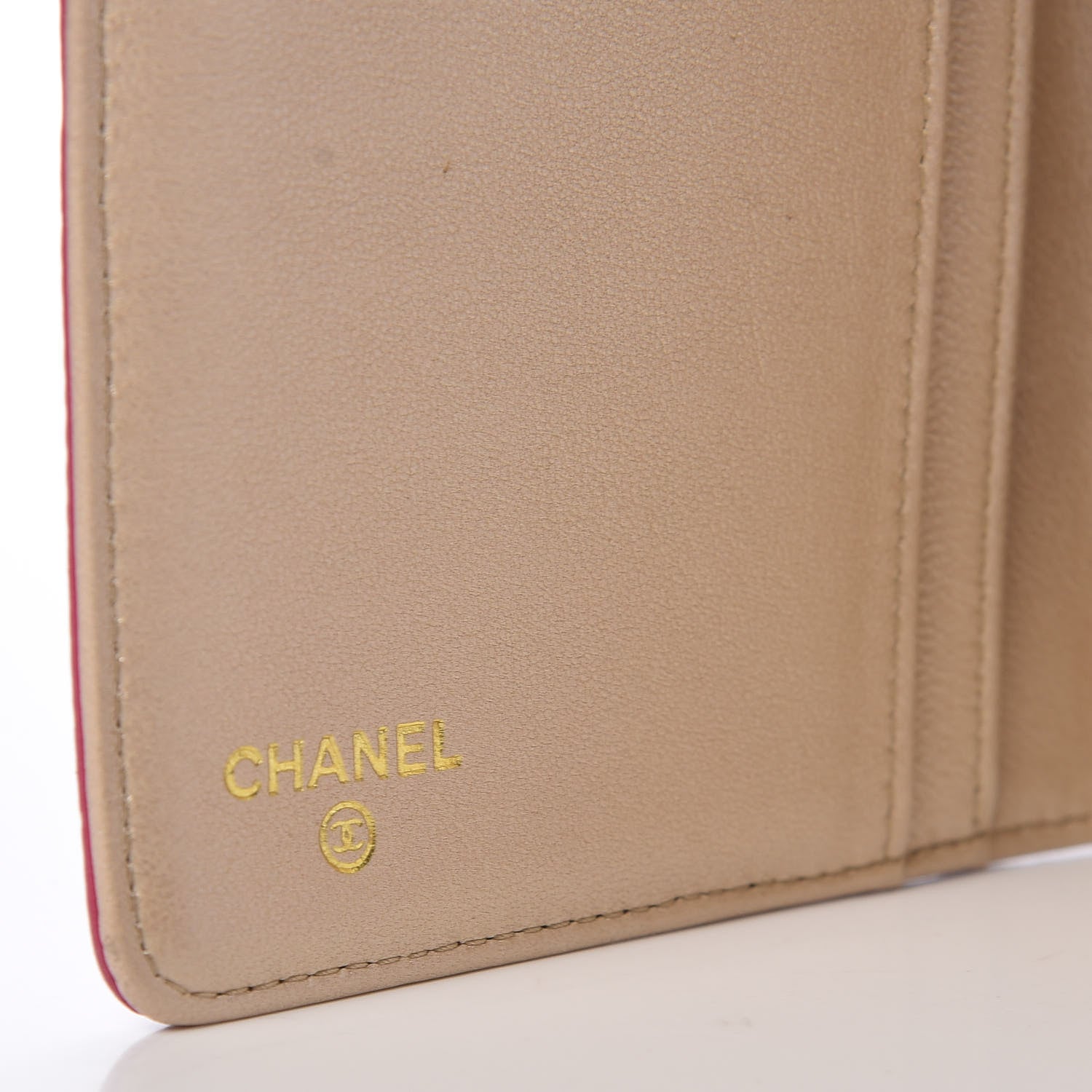 Chanel Lambskin Camellia Embossed Yen Wallet Fuchsia 6 of 10