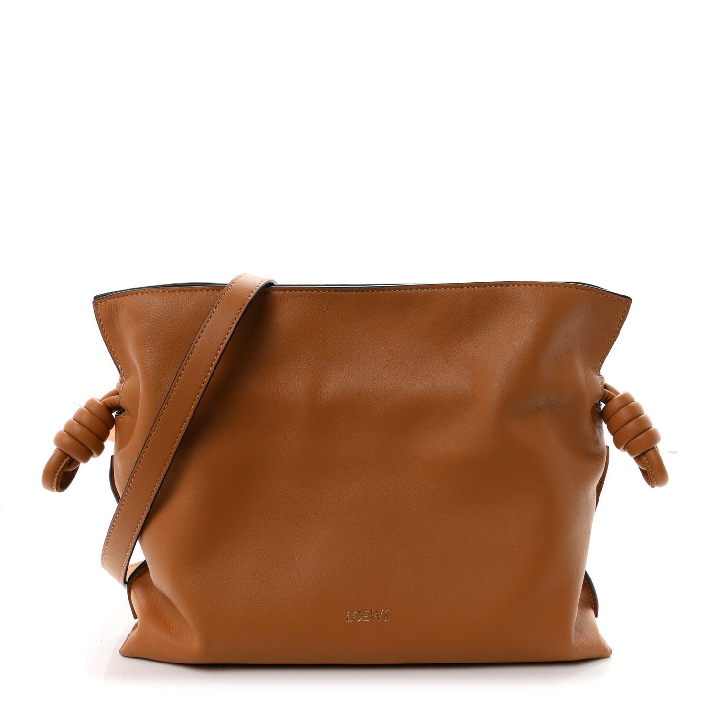 Nappa Calfskin Medium Flamenco Knot Clutch Warm Desert