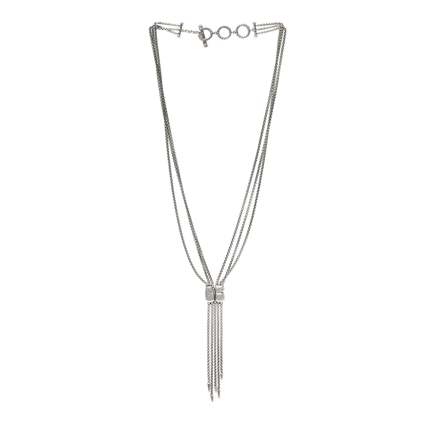 Sterling Silver Diamond Pave Confetti Drop Necklace