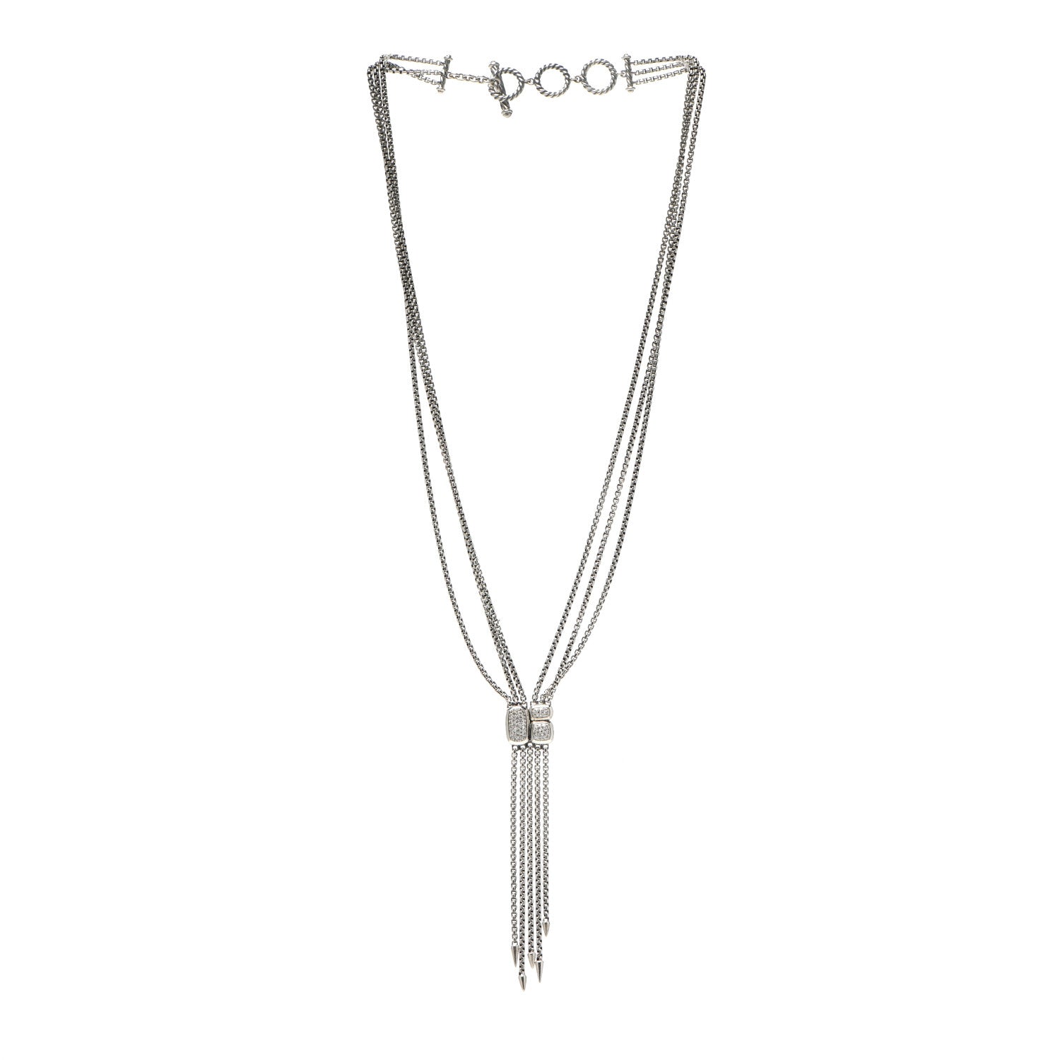 David Yurman Sterling Silver Diamond Pave Confetti Drop Necklace 3 of 4