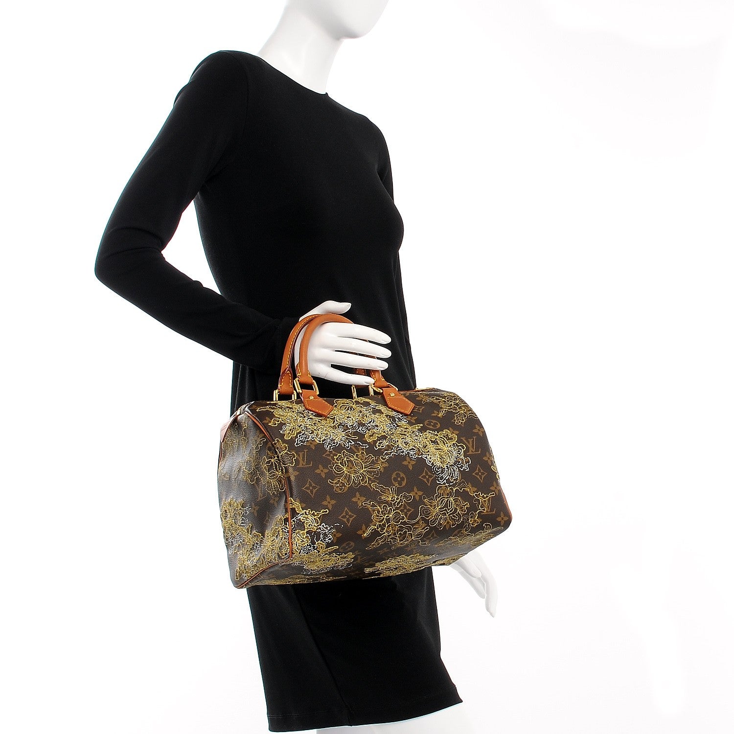 Louis Vuitton Monogram Dentelle Speedy 30 Gold 2 of 7