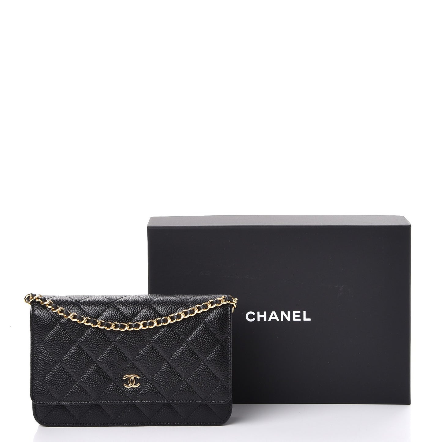Caviar Quilted Wallet On Chain WOC Black