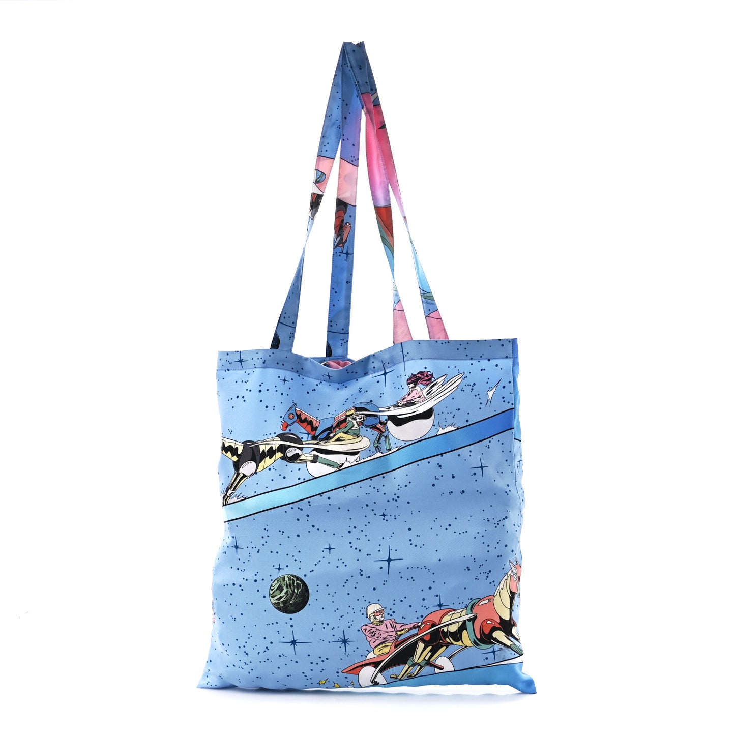Silk Petit H Space Derby Shopping Bag Bleu Ciel Rose Vert Amande