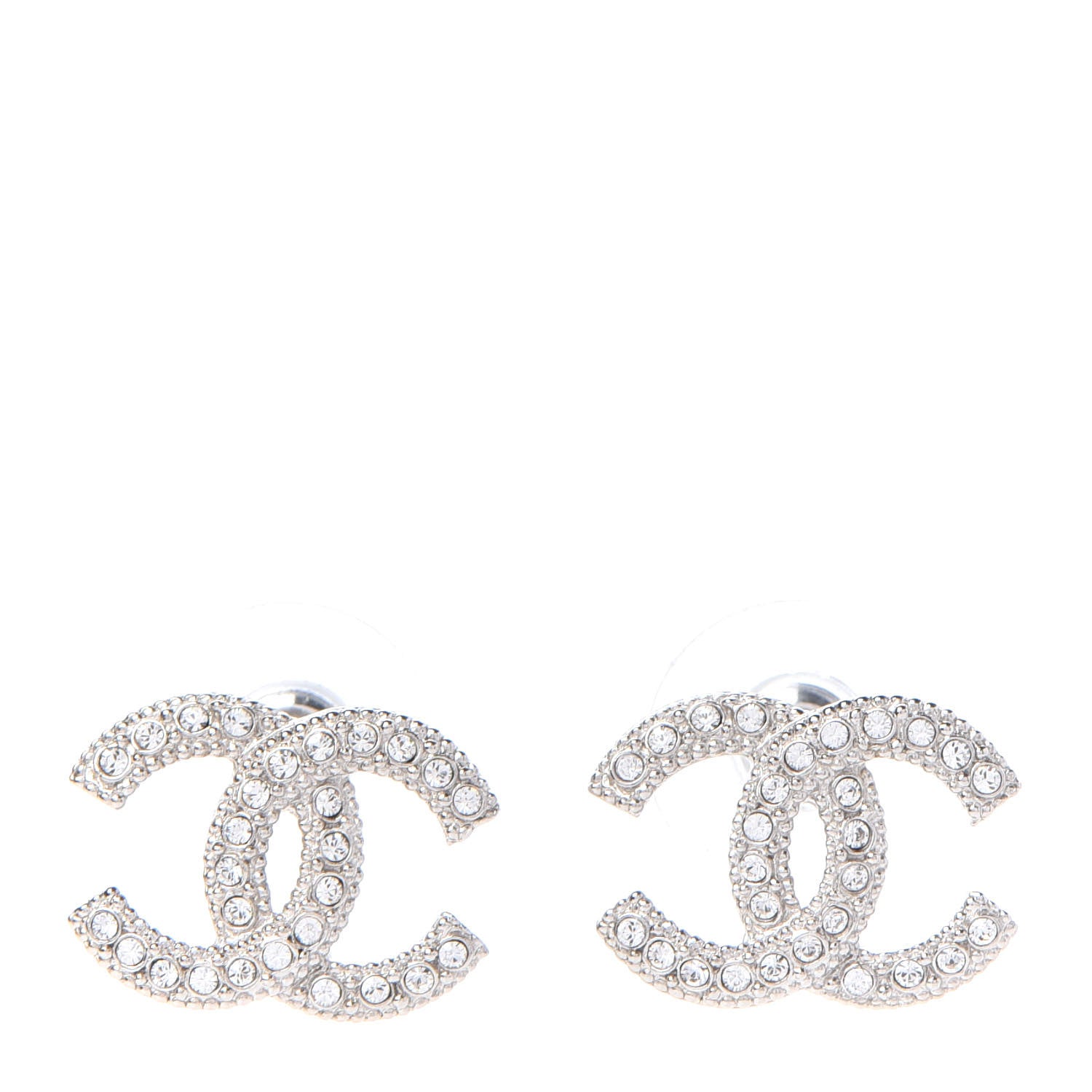 Chanel Crystal CC Earrings Silver 1 of 5