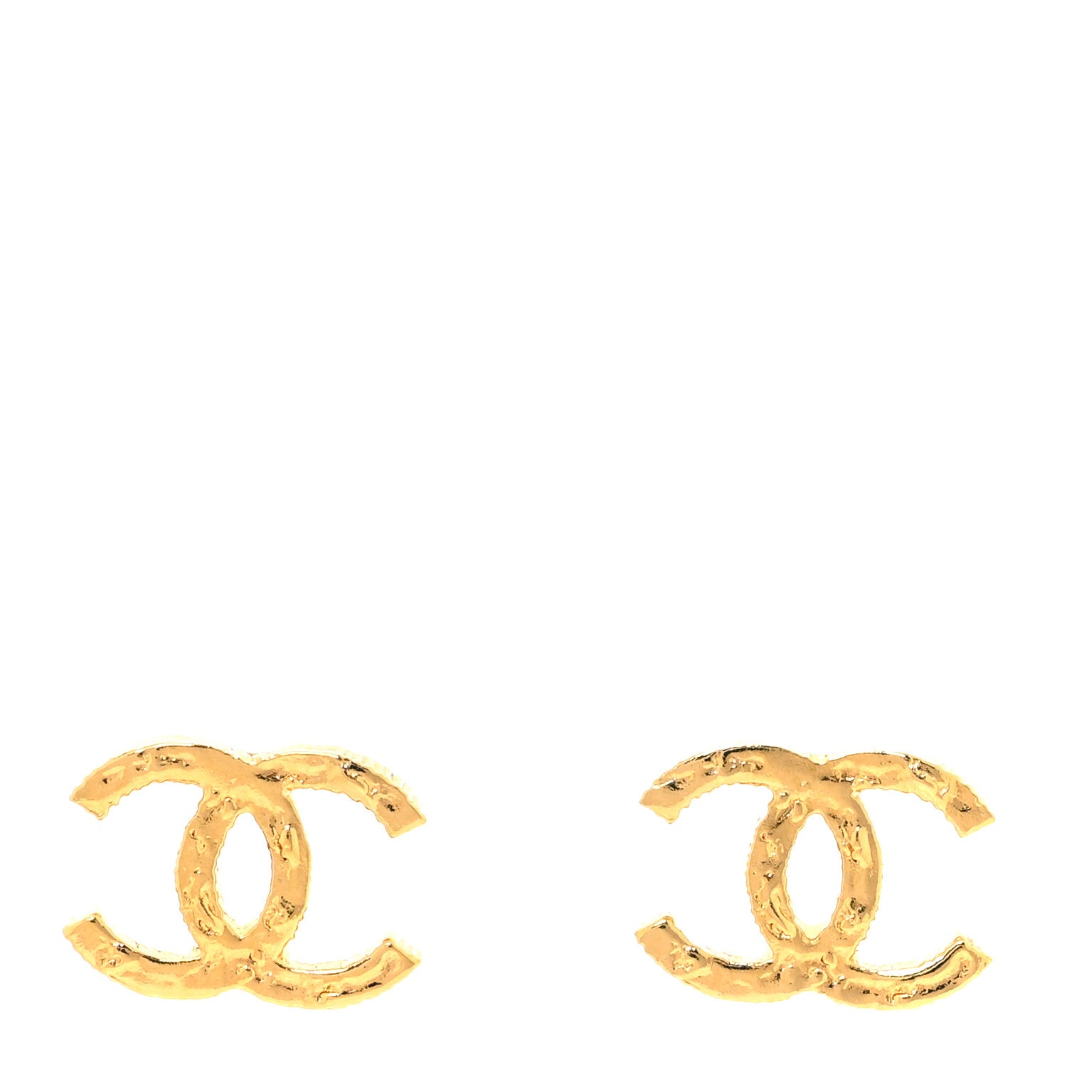 Chanel Metal Textured CC Earrings Gold 1 of 5