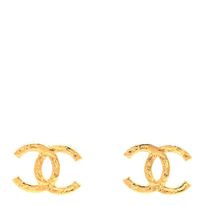 Chanel Metal Textured CC Earrings Gold 1 of 5