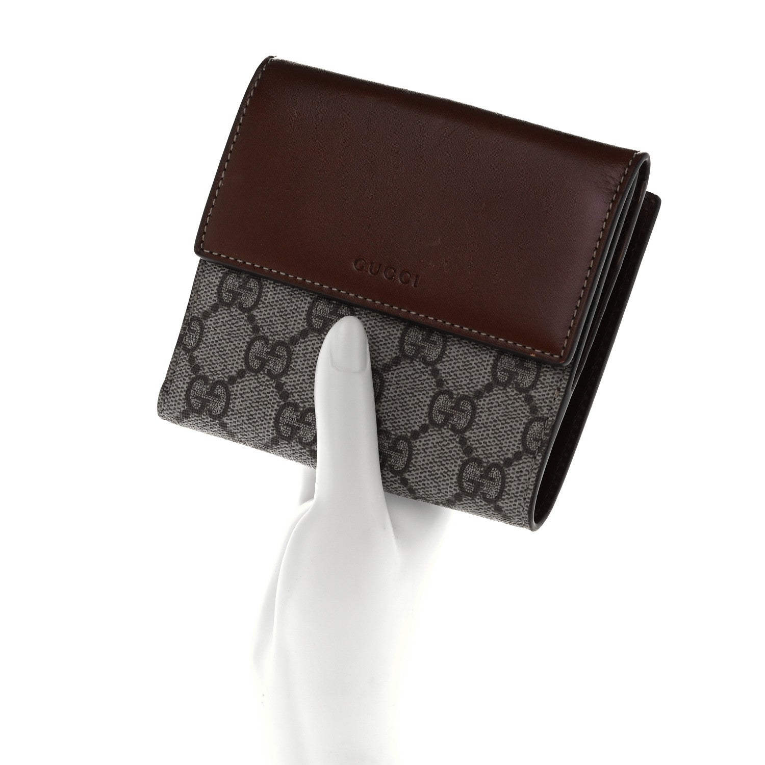 Gucci GG Supreme Monogram French Flap Wallet Brown 2 of 11