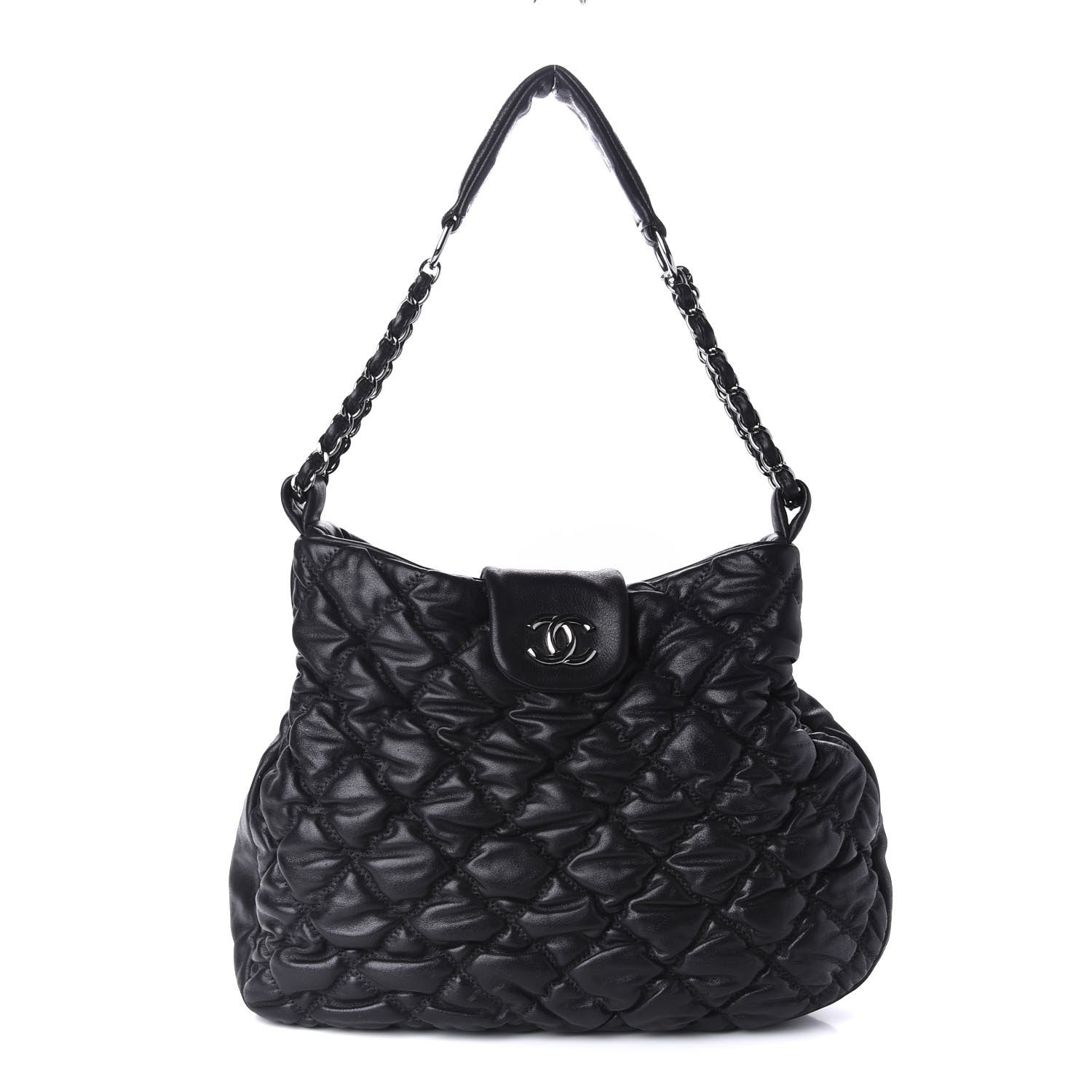 Chanel Iridescent Calfskin Bubble Quilt Hobo Black 1 of 10