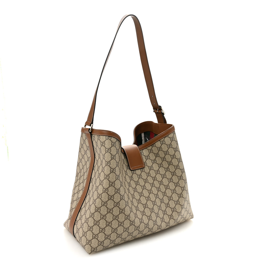 Gucci GG Icon Monogram Padlock Shoulder Bag Beige Dark Brown 1874628 ...