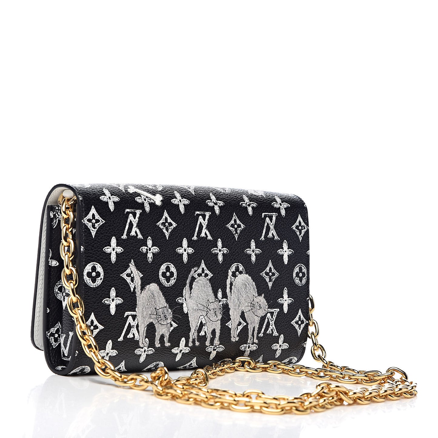 Catogram Twist Chain Wallet Black
