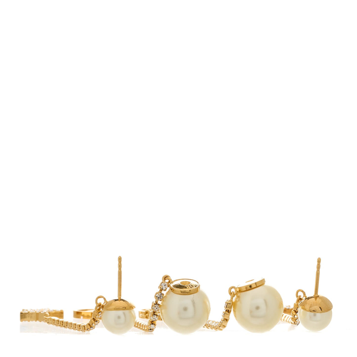 Pearl Crystal Star Tribale Dangle Chain Earrings Gold