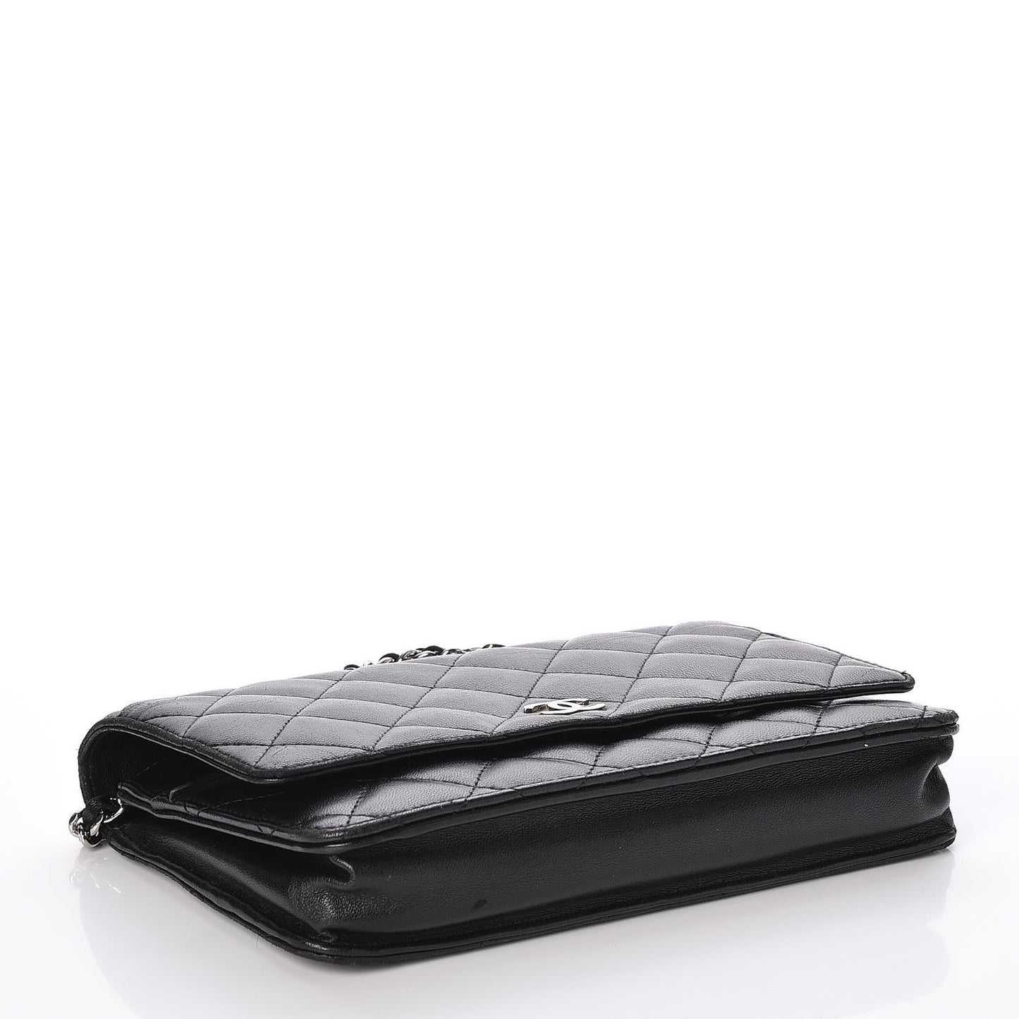 Lambskin Quilted Wallet On Chain WOC Black