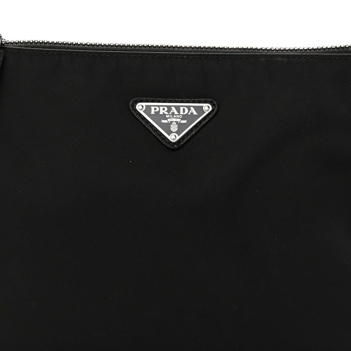 Tessuto Nylon Saffiano Pocket Zippered Shoulder Bag Black