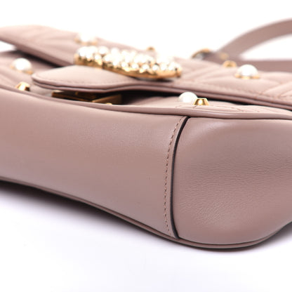 Gucci Calfskin Matelasse Studded Mini Pearly GG Marmont Shoulder Bag Porcelain Rose 7 of 14