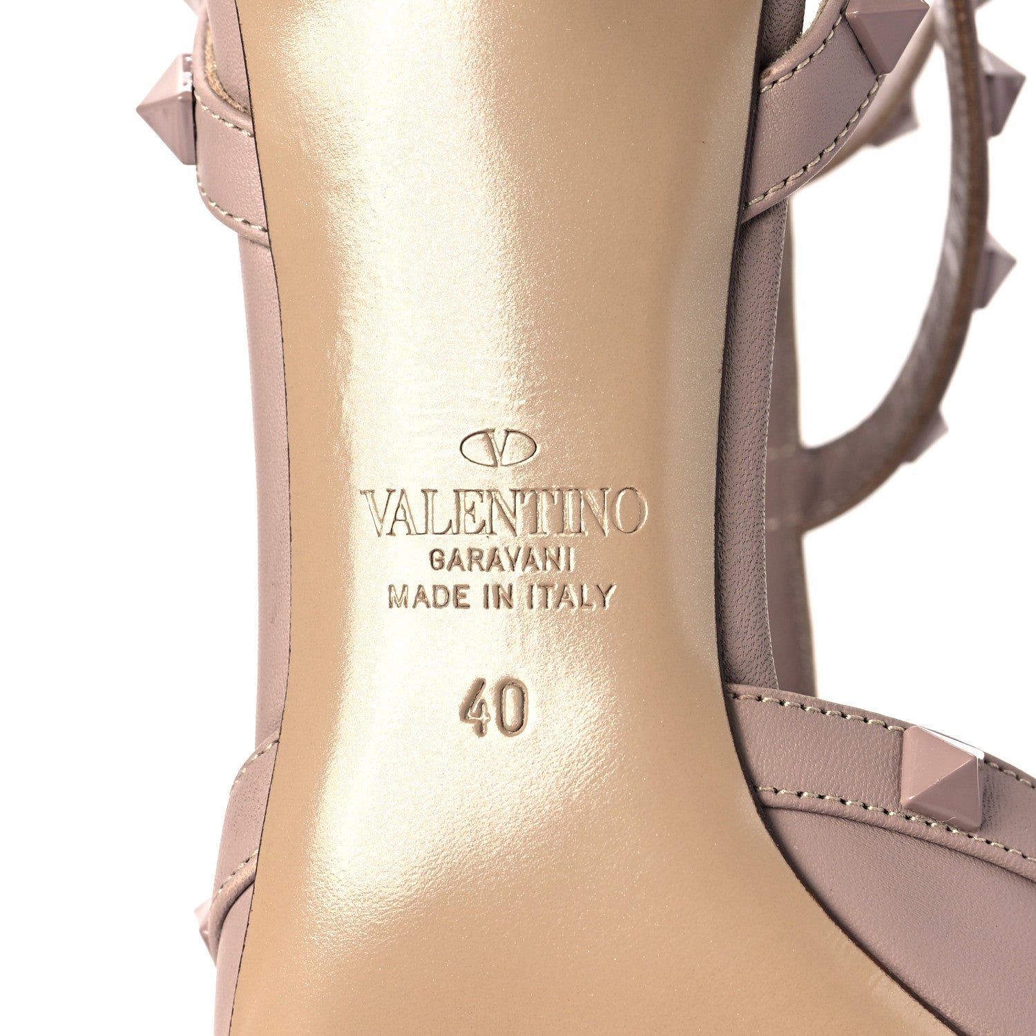 Valentino Garavani Calfskin Lacquered Monochrome Rockstud Ankle Strap 65mm Pumps 40 Poudre 6 of 8