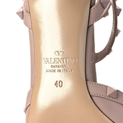 Valentino Garavani Calfskin Lacquered Monochrome Rockstud Ankle Strap 65mm Pumps 40 Poudre 6 of 8