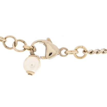 Chanel Pearl Crystal CC Heart Necklace Gold Pearly White 5 of 7