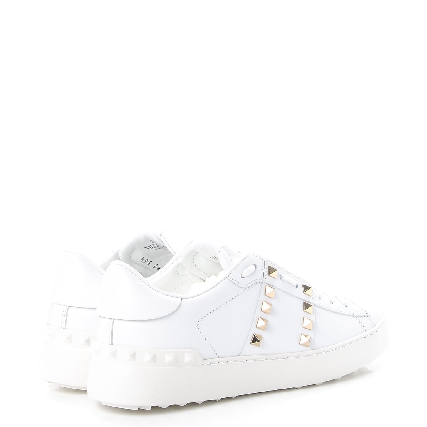 Calfskin Rockstud Untitled Open Sneakers 36.5 White