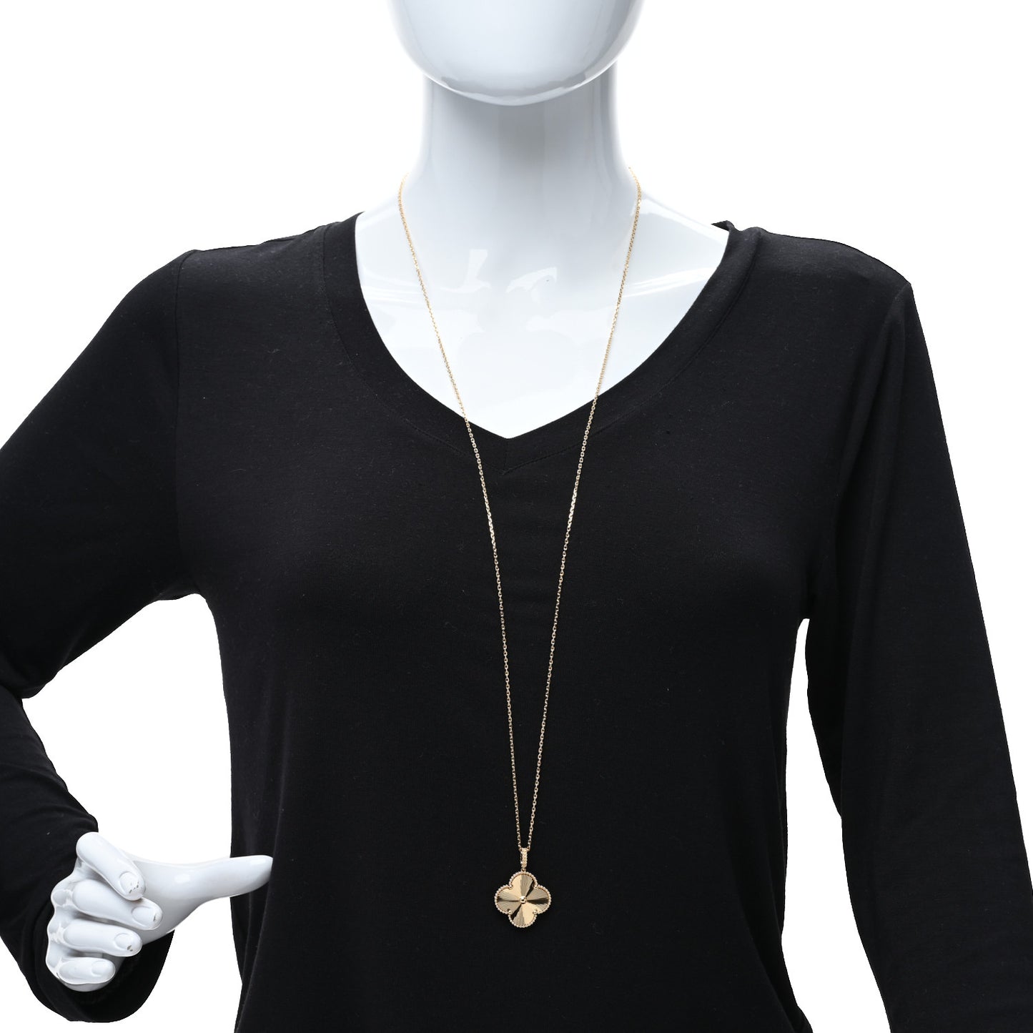 18K Yellow Gold Guilloche Magic Alhambra Long Necklace