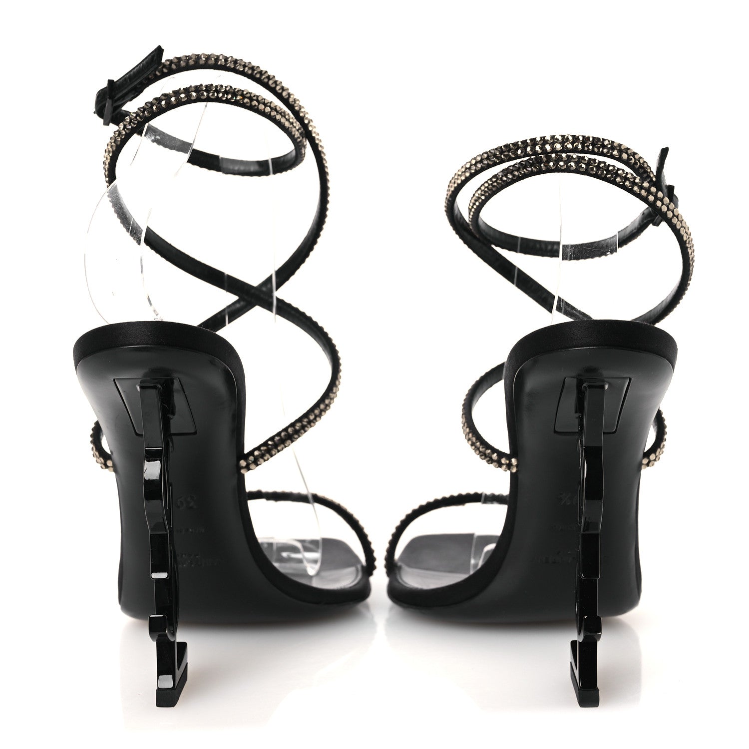Saint Laurent Crepe Satin Strass Opyum 110 Sandals 39.5 Black 6 of 12