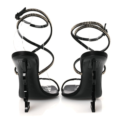 Saint Laurent Crepe Satin Strass Opyum 110 Sandals 39.5 Black 6 of 12