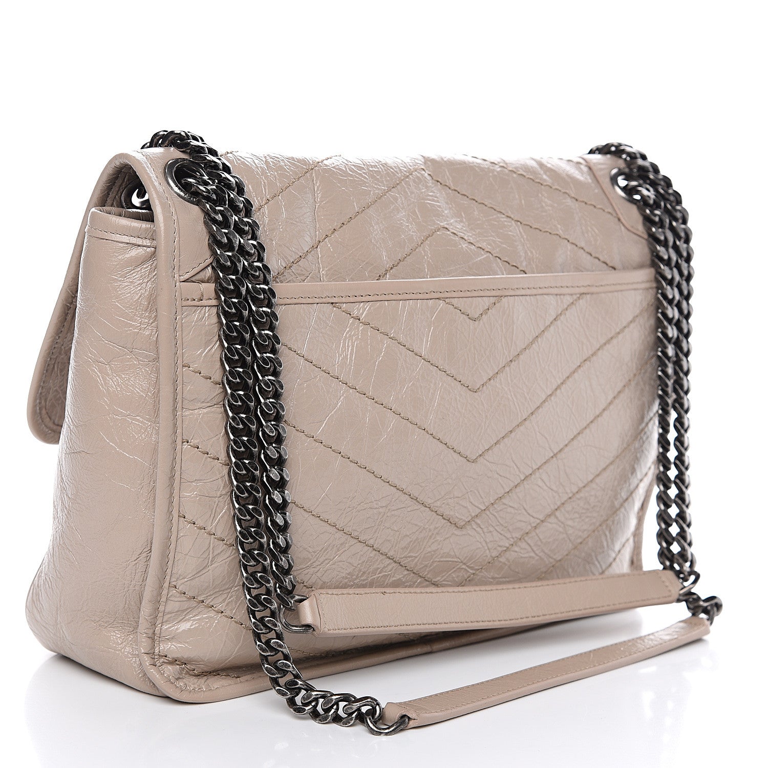 Saint Laurent Crinkled Calfskin Matelasse Monogram Medium Niki Chain Satchel Light Natural 2 of 9