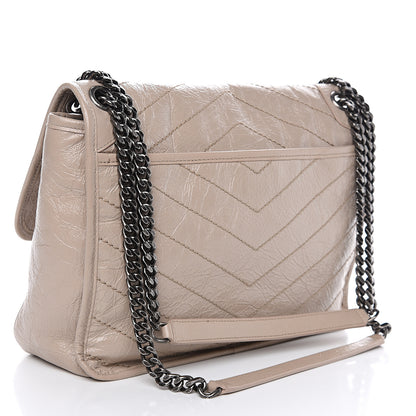 Saint Laurent Crinkled Calfskin Matelasse Monogram Medium Niki Chain Satchel Light Natural 2 of 9