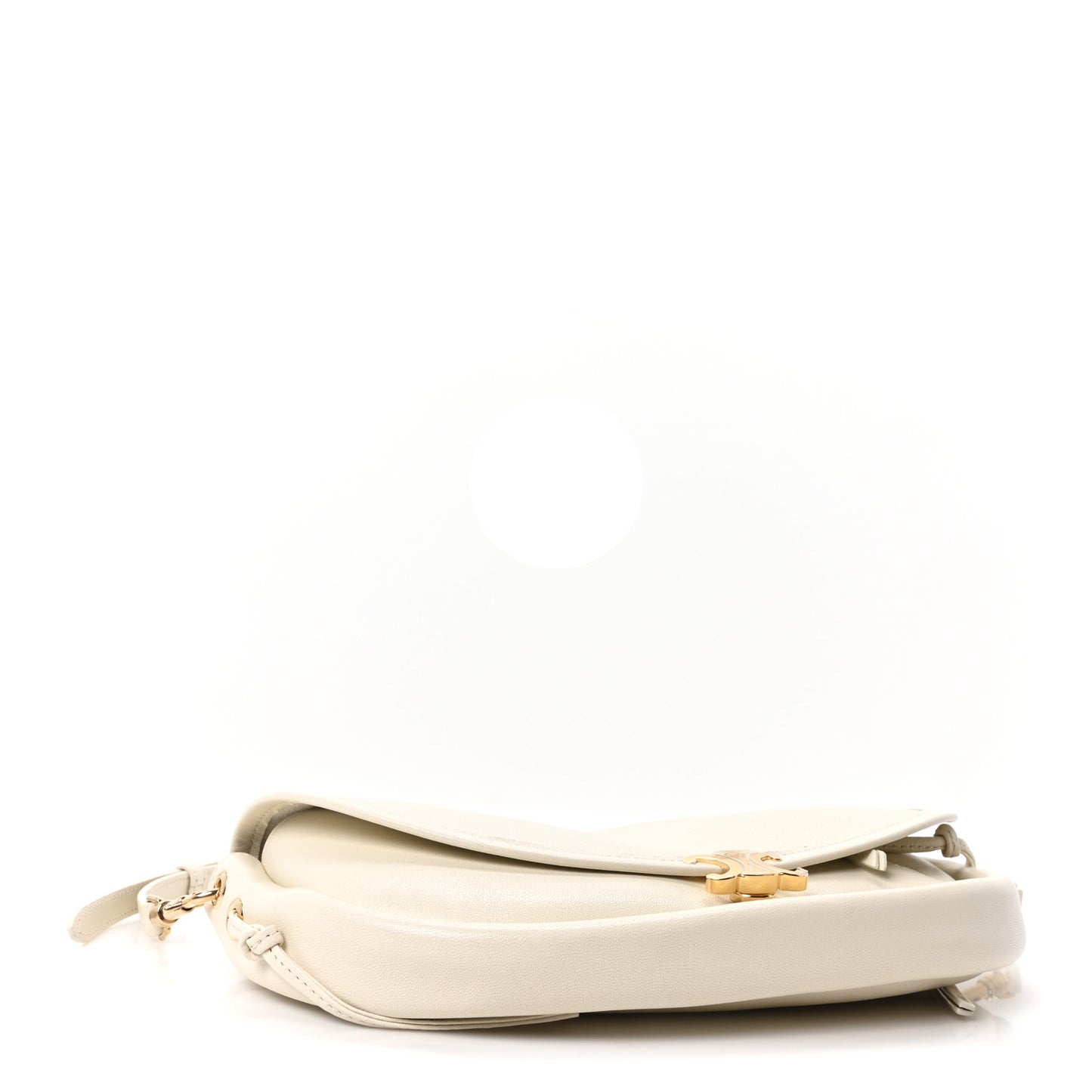 Shiny Lambskin Soft Triomphe Little Half Moon Bag Cotton