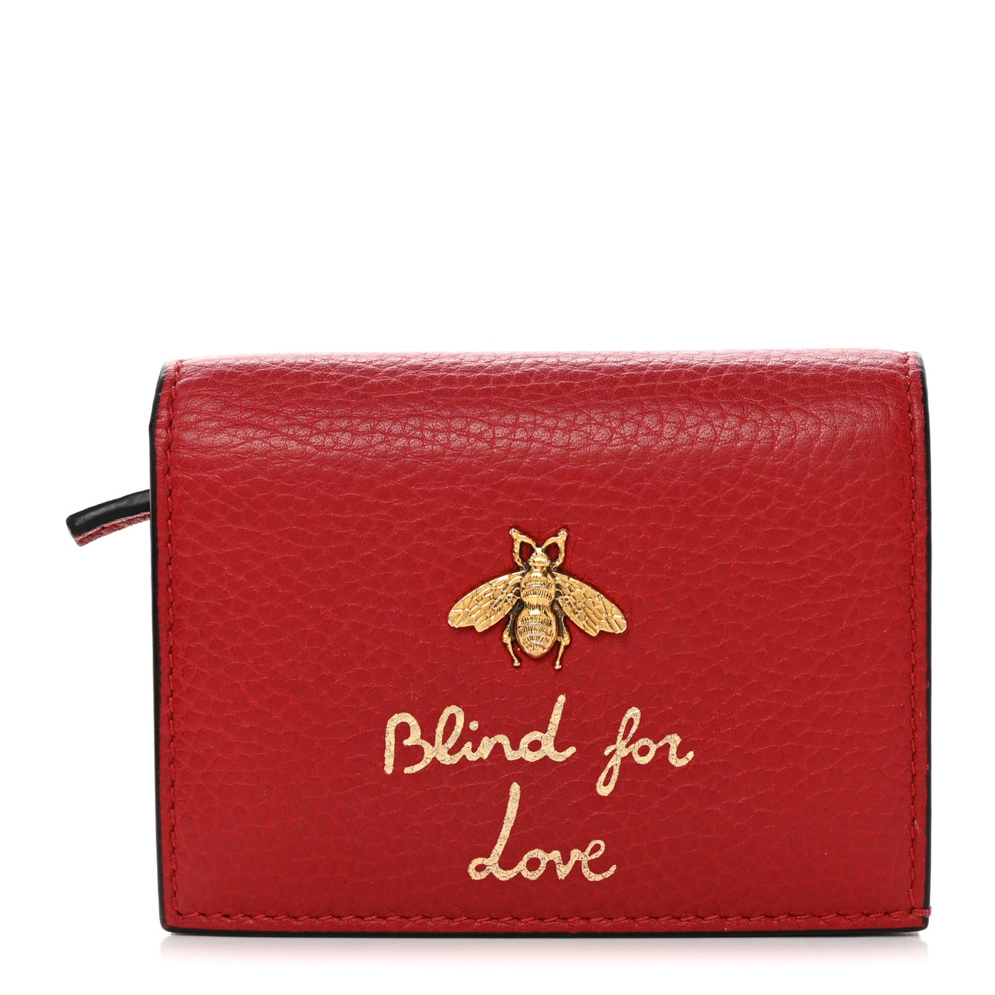 Pebbled Calfskin Animalier Card Case Red