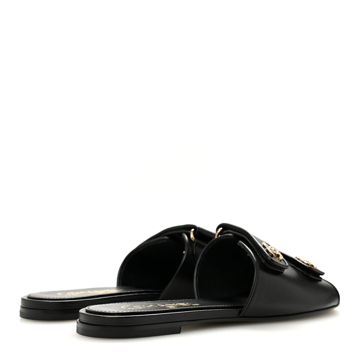 Lambskin Velcro Mules 39 Black