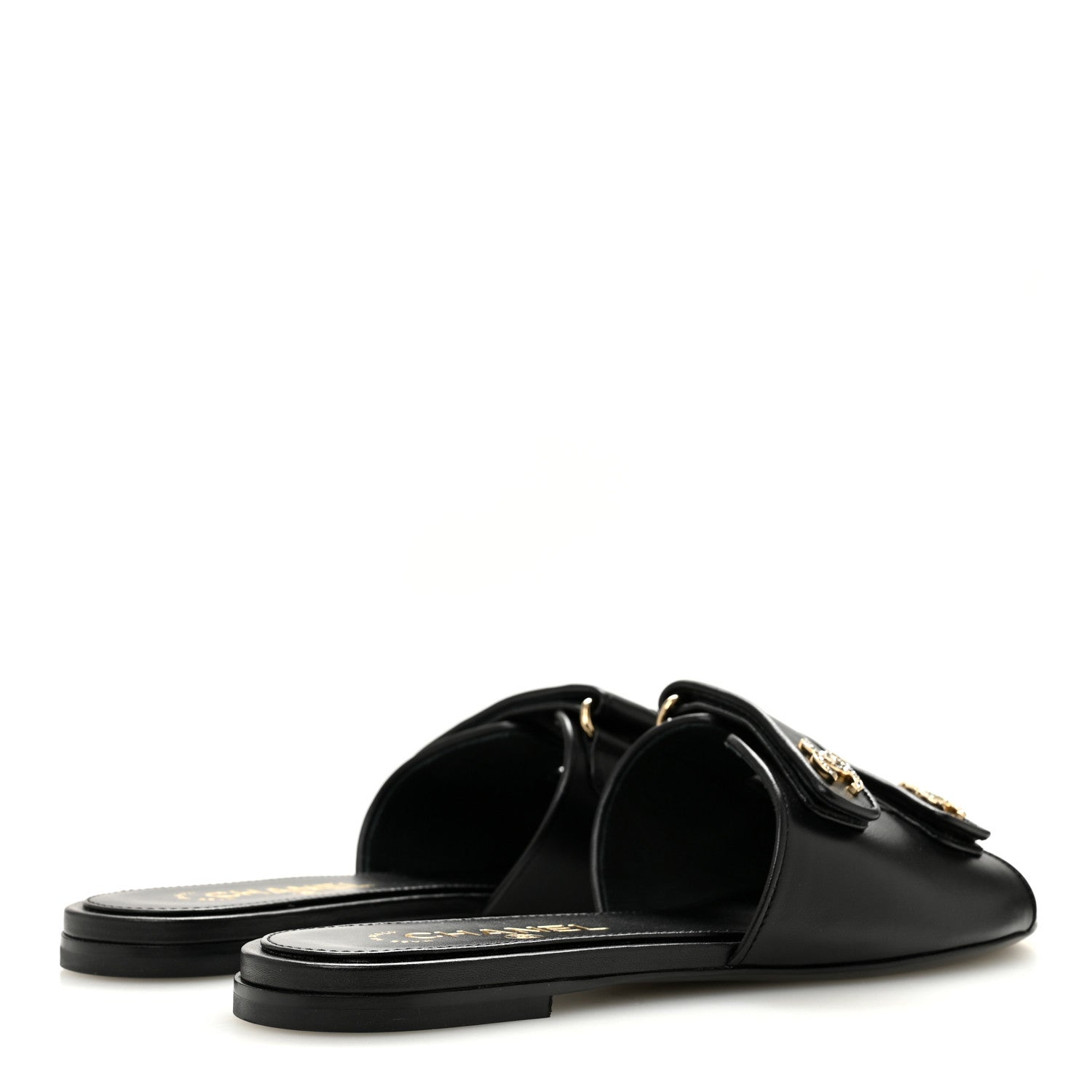 Chanel Lambskin Velcro Mules 39 Black 5 of 10