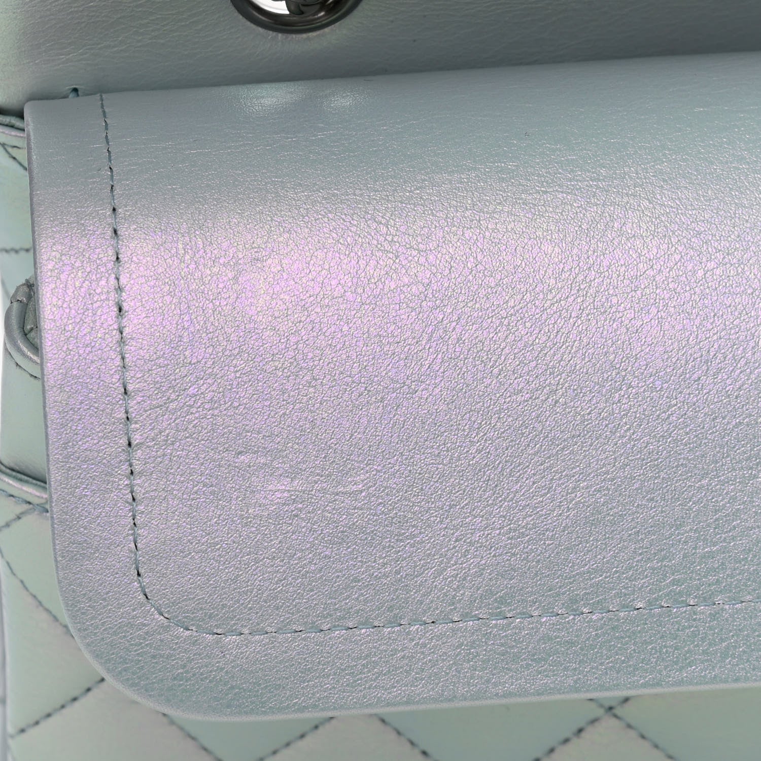 Chanel Iridescent Calfskin Quilted Medium Double Flap Light Blue 11 of 12