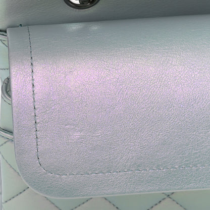 Chanel Iridescent Calfskin Quilted Medium Double Flap Light Blue 11 of 12