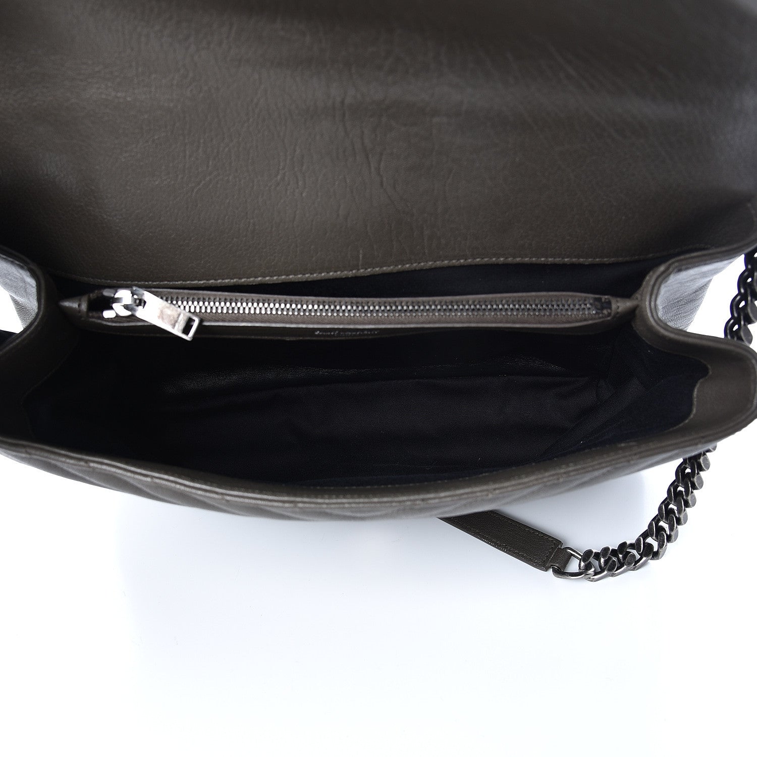 Saint Laurent Sheepskin Matelasse Chevron Monogram Large College Satchel Dark Anthracite 5 of 10