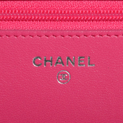 Chanel Lambskin Quilted Wallet On Chain WOC Dark Pink 6 of 9