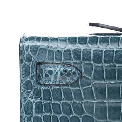 Hermes Shiny Porosus Crocodile Kelly Cut Pochette Colvert 9 of 23