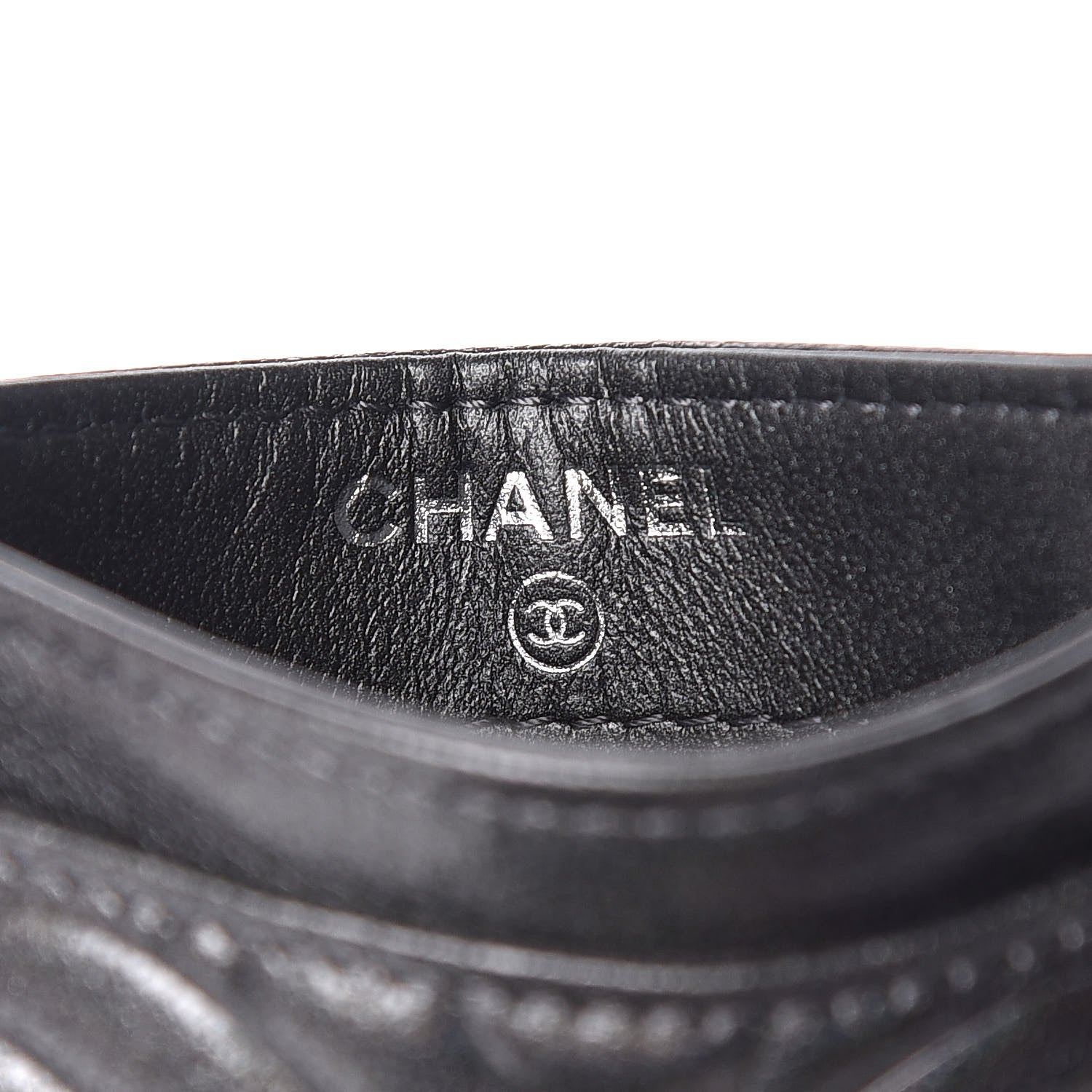 Chanel Goatskin Camellia Embossed Card Holder Anthracite 6 of 9