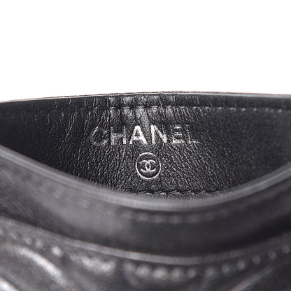Chanel Goatskin Camellia Embossed Card Holder Anthracite 6 of 9