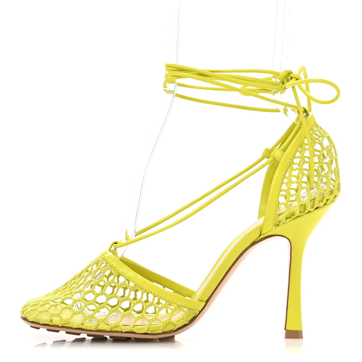 Mesh Nappa Stretch Ankle Tie Sandals 39 Kiwi