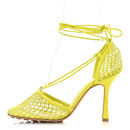 Bottega Veneta Mesh Nappa Stretch Ankle Tie Sandals 39 Kiwi 1 of 10