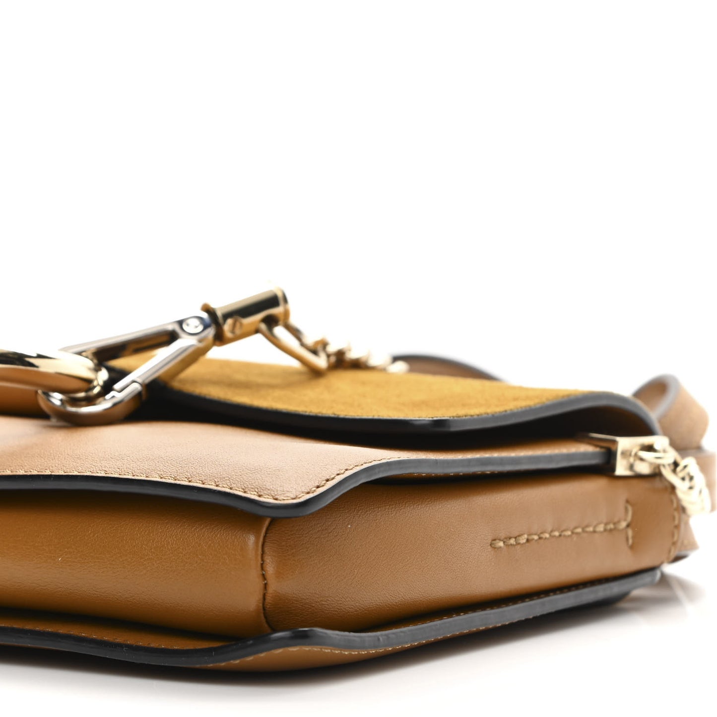 Suede Calfskin Small Faye Shoulder Bag Mustard Brown