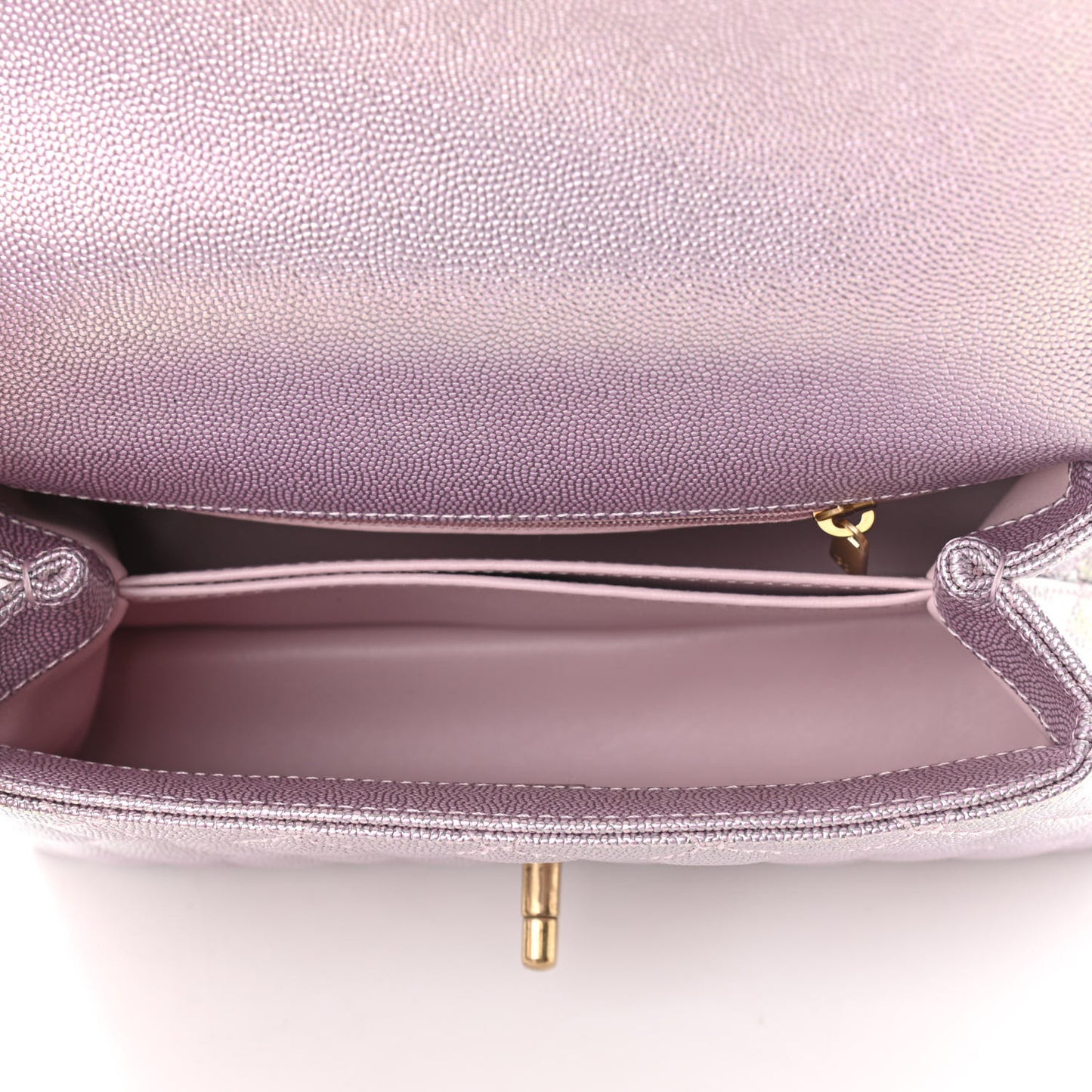 Iridescent Caviar Quilted Mini Coco Handle Flap Light Pink