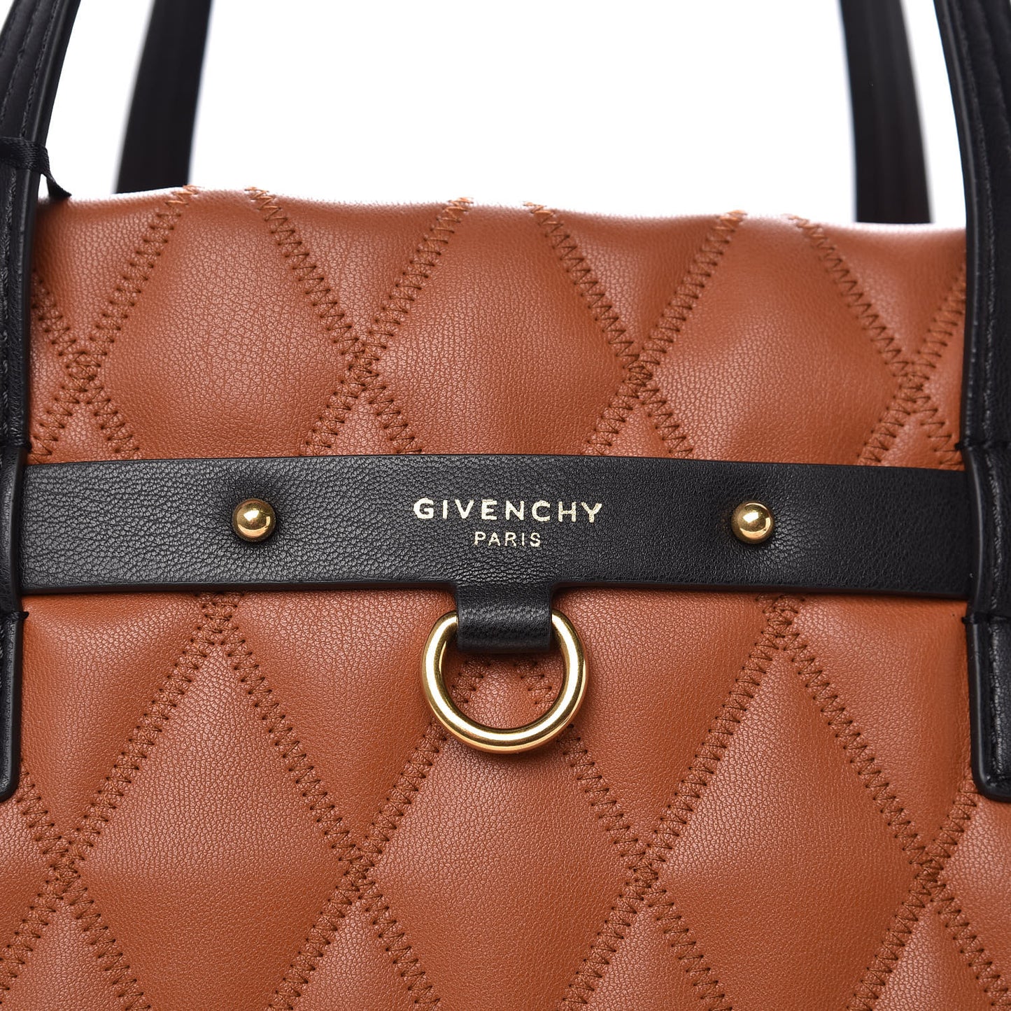 Rubber Effect Canvas Quilted Duo Shopper Tote Chestnut