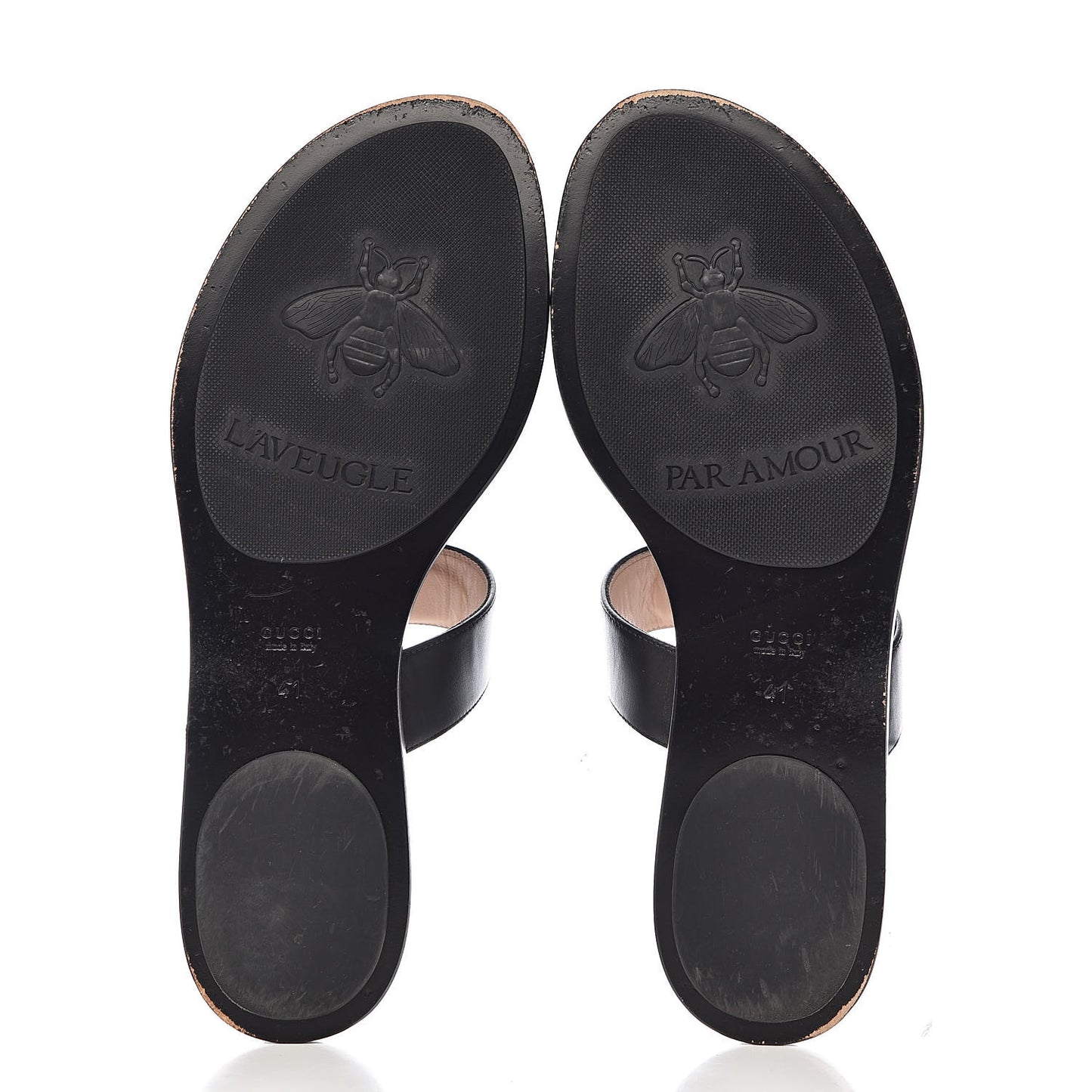 Calfskin GG Marmont Thong Sandals 41 Black