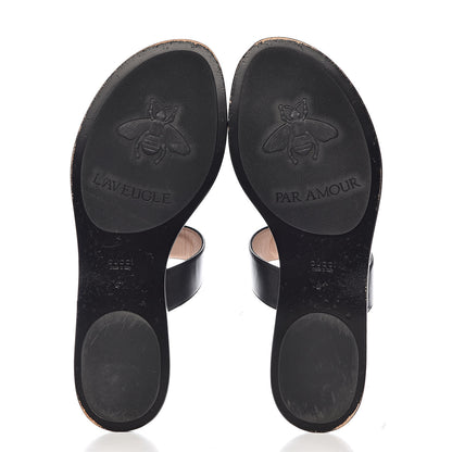 Gucci Calfskin GG Marmont Thong Sandals 41 Black 5 of 14