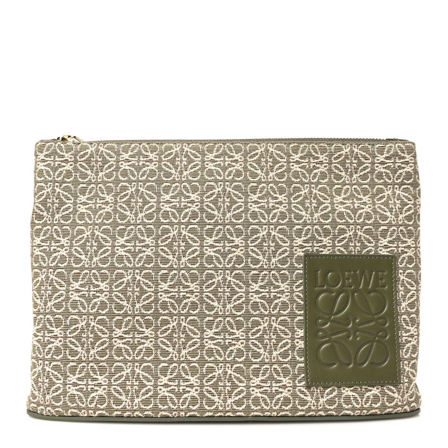 Jacquard Anagram Calfskin Clutch Avocado Green