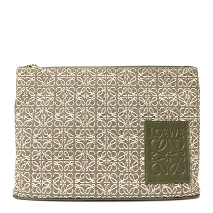 Loewe Jacquard Anagram Calfskin Clutch Avocado Green 1 of 10
