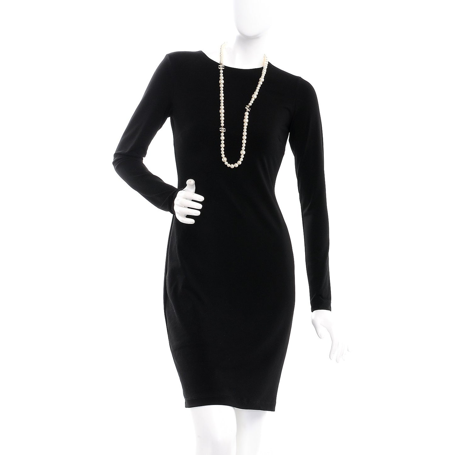 Pearl Baguette Crystal CC Long Necklace Gold